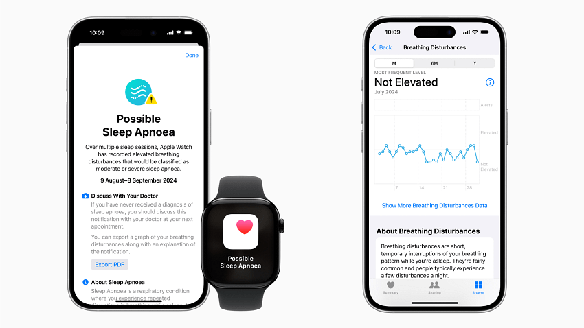 Sleep apnoea screens from Apple Watch and iPhone