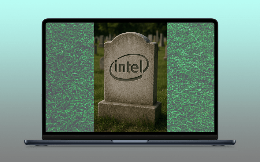 Intel logo on tombstone